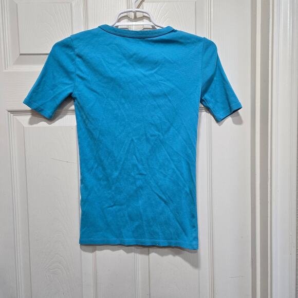 J.Crew Perfect Fit Cotton Tee Aqua Blue Top XXS - Picture 5 of 6